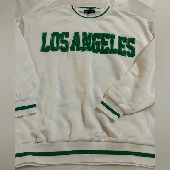 Los Angeles Preppy Varsity Style Sweatshirt Tennis Fleece Letters Y2K Obersized - Picture 5 of 10